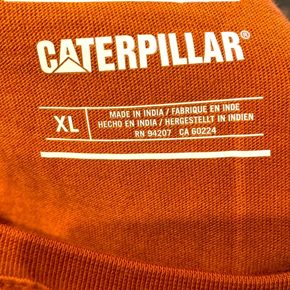 Unisex Cotton Brown Short Sleeve Crew Neck Caterpillar Shirt sz XL New NWT - Picture 3 of 12